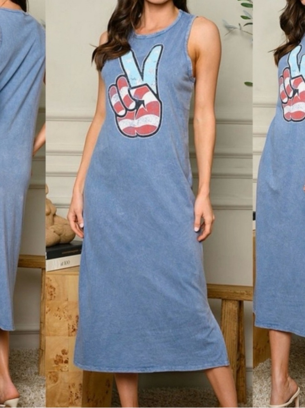 Caution To The Wind peace sign tank cotton maxi
